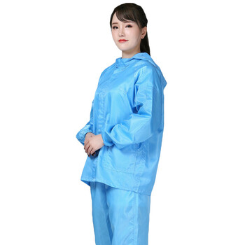 者也 分体连帽防静电服 实验室电子厂食品洁净防尘劳保工作衣 白色XL码