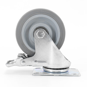 冰禹 BY-712 中型加厚脚轮 工业脚轮 推车轮子 灰色/蓝色随机发货  4寸刹车轮