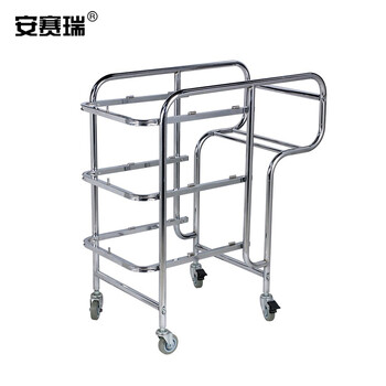 安赛瑞 不锈钢收餐车 酒店餐厅大号可拆卸手推清洁车厨具多功能收集车 配3盆+2桶 24481