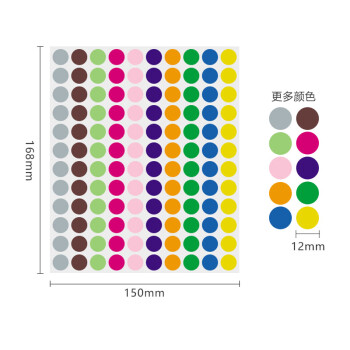 飞尔（FLYER）不干胶贴纸分类记号标签 彩色圆点标签 圆形空白贴纸【12mm 120枚/张 100张】