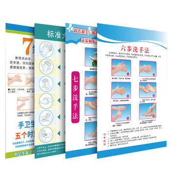 海斯迪克 HK-681 诊所洗手标识牌 七步洗手法墙贴 医院病毒宣传海报标示标识 经典款一20×30cm