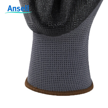 安思尔（Ansell）48-128 丁腈涂层手掌浸胶手套劳保手套 涤纶衬里 8码/M码 12副/打