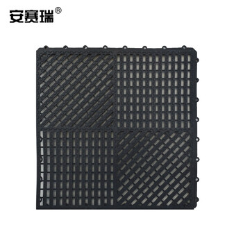 安赛瑞 疏水防滑垫 泳池卫生间拼块地垫 60cm×120cm×9mm PVC镂空疏水垫 深灰色27124