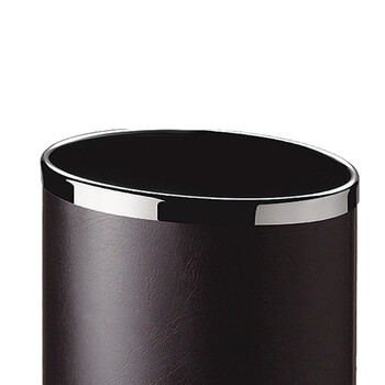 南 GPX-43B 南方椭圆单层垃圾桶 镜钢圈 黑色皮 商用客房无盖垃圾桶带活动钢圈 房间桶 果皮桶