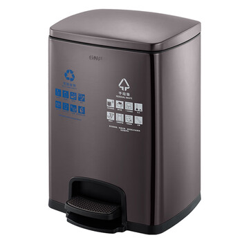 南 SJ20-F01F 南方方形脚踏分类桶 黑金 20L容量 酒店商场分类垃圾桶 带盖果皮桶 不锈钢大号垃圾桶