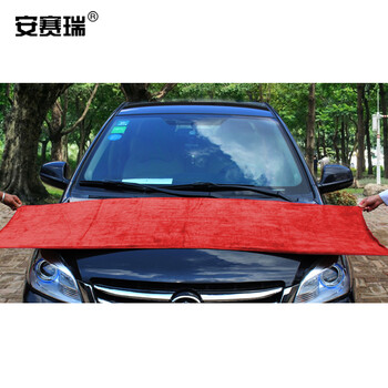 安赛瑞 超细纤维磨绒毛巾 60×180cm 多用途大号百洁布吸水清洁布保洁洗车 红色 27057