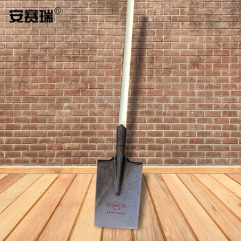 安赛瑞 泥锹 锰钢方头铁锹 铲雪除冰农用防汛抗洪铲 1.4m椿木柄 企业定制 军印 26348