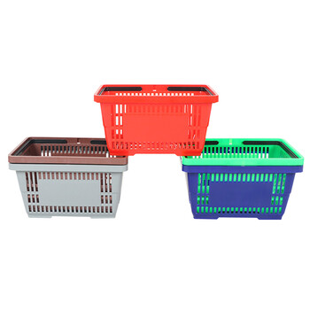 海斯迪克 HKCC16 超市购物篮 手提储物篮筐 塑料菜篮子 中号红色