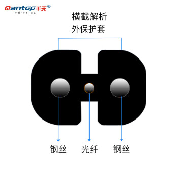 千天（Qantop）GJYXCH-1B 蝶形皮线光纤光缆 室内3.0单模单芯 1芯2钢丝 SC-SC 100米 QT-GP228T