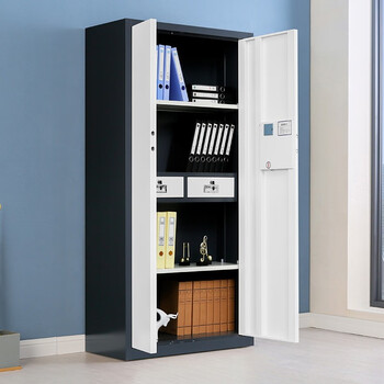 欧思泰 保密柜文件柜双保险铁皮柜办公柜电子密码锁档案柜国宝锁   通门灰白套国保指纹锁