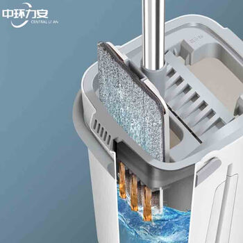 中环力安 白色清洗桶+1拖把+2布 礼品免手洗平板懒人刮刮乐拖把桶拖地ZHLA-9022