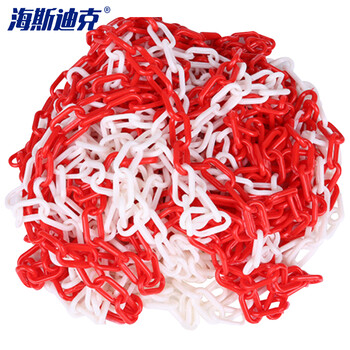 海斯迪克 警示路锥链条 警示柱路障雪糕筒连接件警戒隔离链条 红白25米带2个挂钩 gnjz-1055