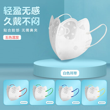 飞尔（FLYER）挂耳式折叠防护口罩 无纺布面罩 一次性口罩【小猫造型口罩 彩色耳带混发 120x150mm 50个装】