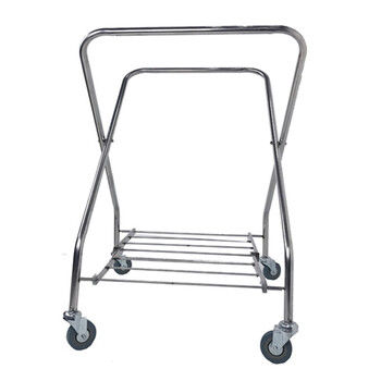 海斯迪克 gnjz-1283 折叠清洁车 x形加厚不锈钢布草车 洗衣房手推车