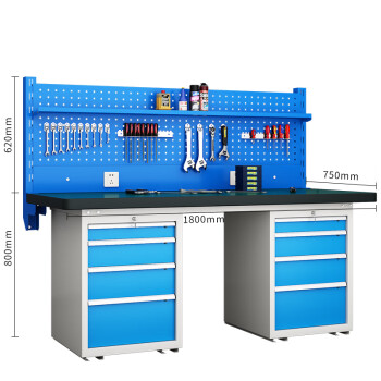 天旦重型工作台TD-T1105钳工台多功能操作维修台1.8米左右四抽单挂板带棚板