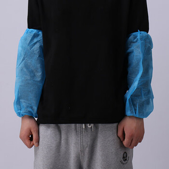 者也 一次性抗污防尘套袖工厂车间无纺布护袖 100只装（蓝色） 