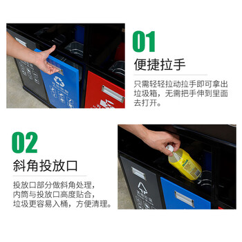 亿丽佳户外垃圾桶不锈钢大号环卫果皮箱室外四分类四桶公园物业小区景区校园商场垃圾箱