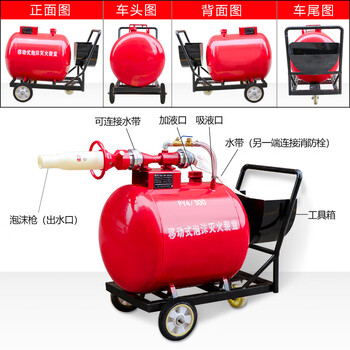 威陆 移动式泡沫罐 半固定式轻便式泡沫灭火装置消防泡沫罐发生器【PY4/300含药剂3%】