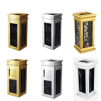 酒店分类大堂垃圾桶 不锈钢大号仿大理石垃圾桶宾馆KTV立式烟灰桶