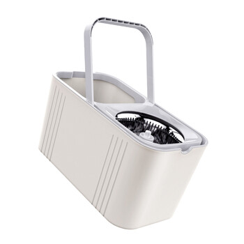 庄太太【米色】双驱动棉纱不伤地板手压旋转拖把