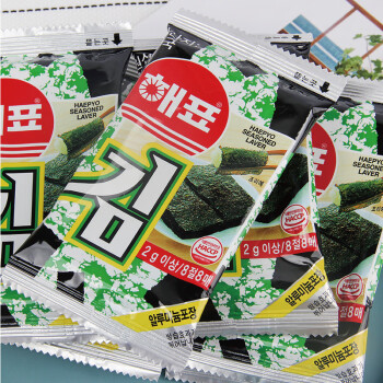 韩国特产 进口食品 即食海苔 办公室休闲零食 海牌海苔片原味16克/袋(2g*8小包) 原味16g