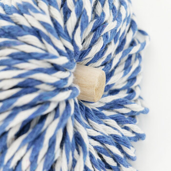 海斯迪克 棉线拖把 蓝白色传统老式墩布拖布 工厂吸水圆头木杆拖把 (2个起订) HK-8027