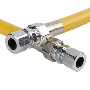 海斯迪克 HKZ-107 304不锈钢天然气燃气管 4分插口＋插口 50cm 金属波纹软管