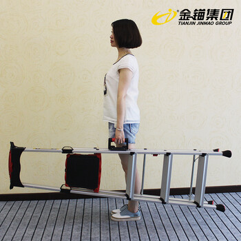 金锚铝合金梯子折叠四步人字梯多功能登高梯宽踏板带提手工具栏工作高度0.98米 AO118-104