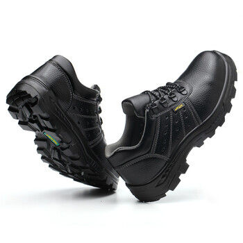 老管家 劳保鞋男钢包头防砸防刺穿透气舒适耐磨PU实心底耐铁屑耐油酸碱905  黑色 38