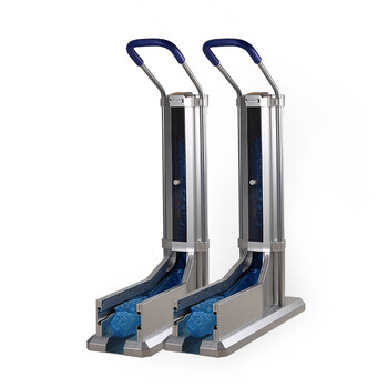 喜来客 商务型全自动鞋套机扶手拖拉式透明窗抽拉式脚套机后拉鞋套机 银色+100只鞋套