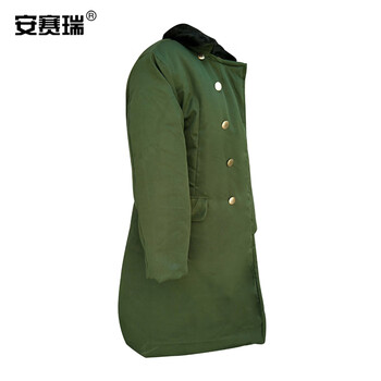 安赛瑞 军大衣 冬季防寒加厚长款军绿棉袄 劳保过膝防寒服执勤服过膝棉袄棉服 大号(175-185) 25537