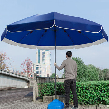 劳博士 LBS846 应急用大雨伞 遮阳伞沙滩广告伞 2.4米蓝色+银胶(有伞套带底座)