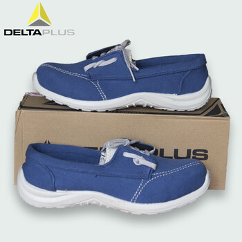 代尔塔（Deltaplus）301347 帆布船鞋 防砸安全鞋 个性LOGO缝线 宽大鞋头 耐磨耐油 蓝色42# 定做