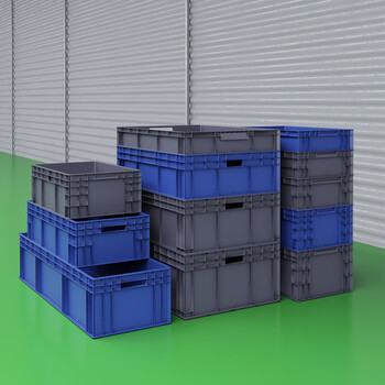 京度 塑料周转箱汽配物流周转箱大号塑料物流箱EU欧标物流箱零件储物箱 600*400*330mm加厚灰色