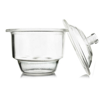 冰禹 BY-2444 玻璃干燥器附瓷板 物品除湿干燥皿白色透明干燥器 玻璃透明300mm