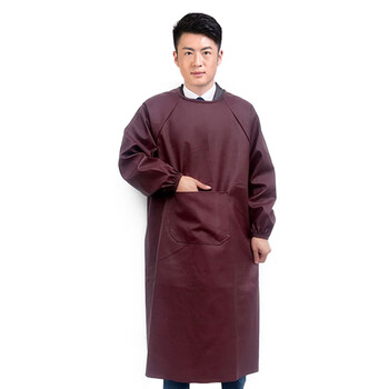 劳博士（LABORS) 皮革罩衣  反穿衣 防水防油服 餐厅水产洗车店劳保工作服  加厚加大 褐色