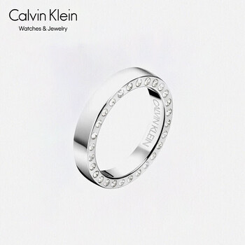 克莱(calvin klein)hook护刻系列首饰 满天星水晶镶嵌银色情侣戒指