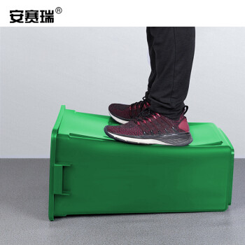 安赛瑞 摇盖垃圾分类垃圾桶 新国标加厚垃圾分类垃圾桶 40L 环卫户外果皮垃圾桶 绿色 (厨余垃圾)27257