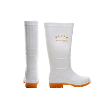 者也（ZYE）白色雨鞋防汛雨靴高帮低帮防滑食品靴食堂厨师轻便雨靴高筒食品厂水鞋男女单里 高筒 40码