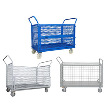 张氏艺佳仓库推拉网格手推车折叠搬运车物料四轮拉货车灰色网格款1200*700*1000