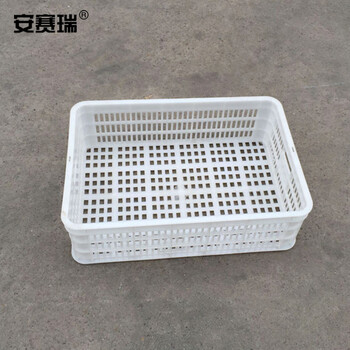 安赛瑞 塑料浅口周转筐 超市配送冷库工厂收纳物流储物箱 60×40×18cm 白色 28315