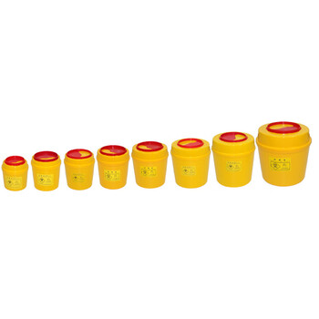 海斯迪克 HK-7010 圆型黄色利器盒 卫生所锐器盒 黄色小型废物桶医院诊所科室 圆形利器盒2L（10个）