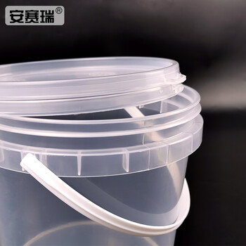 安赛瑞 透明塑料桶 3L 密封打包桶水桶 带盖龙虾桶包装桶 涂料桶油漆桶 有把手  25109