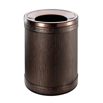 南 GPX-45QX 南方套皮房间桶 啡色格皮纹 商用酒店宾馆客房垃圾桶 皮纹房间桶 果皮桶