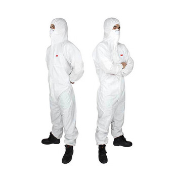 3M4545劳保服带帽连体防护服透气弹性收口防核辐射颗粒可定制白色XL码10件装