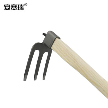 安赛瑞 三齿耙子 短柄松土耙草耙短柄松土三齿耙园林农用工具刨土挖土松花园阳台种植工具 长约37cm 530183
