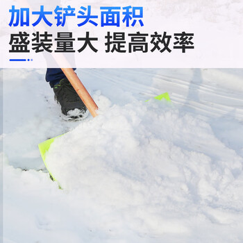 坚冠 加厚塑料推雪铲 PC聚碳铲雪板推雪板铲雪锹扫雪工具粮食晾晒推板定制 铲头+木柄