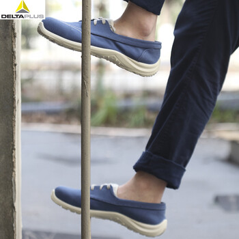 代尔塔（Deltaplus）301347 帆布船鞋 防砸安全鞋 个性LOGO缝线 宽大鞋头 耐磨耐油 蓝色42# 定做