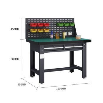建功立业灰色工作台GY5328实验台检验台单挂板平二抽1.2米带插座孔位