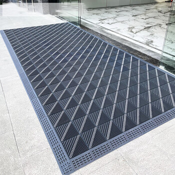 豫之韵 定制拼接三合一地垫门垫蹭脚垫进门大门口防滑垫商场酒店门厅室外台阶镂空塑料垫毯 单刷灰60*90cm